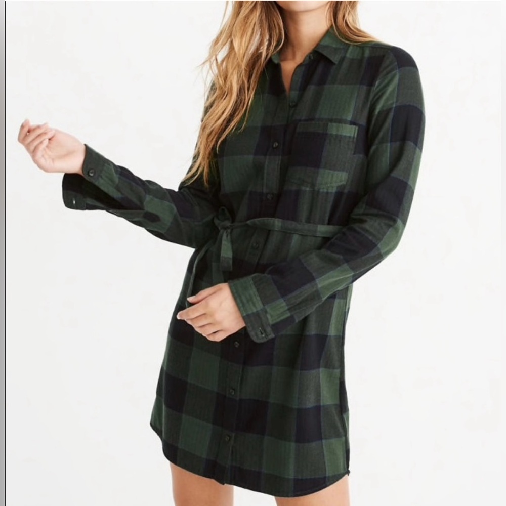 Abercrombie & Fitch flannel green dress. Perfect for the holidays.
